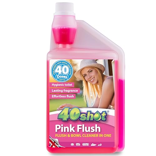 40 Shot Pink Flush Toilet Rinse 1L Concentrate for Caravan & Motorhome
