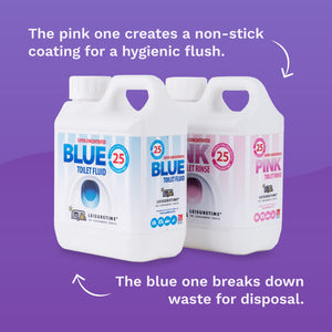 LeisureTime Pink and Blue Caravan Toilet Fluid Twin Pack - Formaldehyde Free, Septic Tank Safe