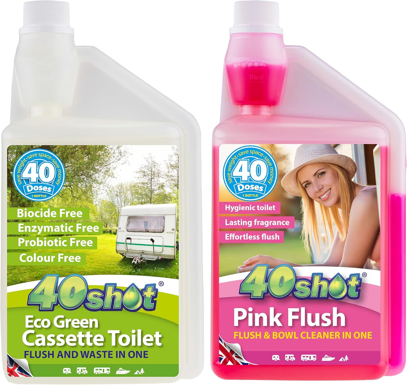 40Shot Eco Twin Pack, Green & Pink