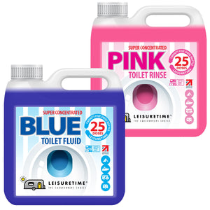 LeisureTime Pink and Blue Caravan Toilet Fluid Twin Pack - Formaldehyde Free, Septic Tank Safe