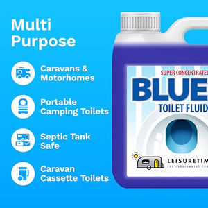 LeisureTime Concentrated Blue Toilet Fluid, 25 Treatments - Formaldehyde Free, Septic Tank Safe